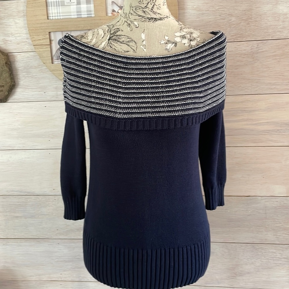 Loft Off Shoulder Navy Sweater XS